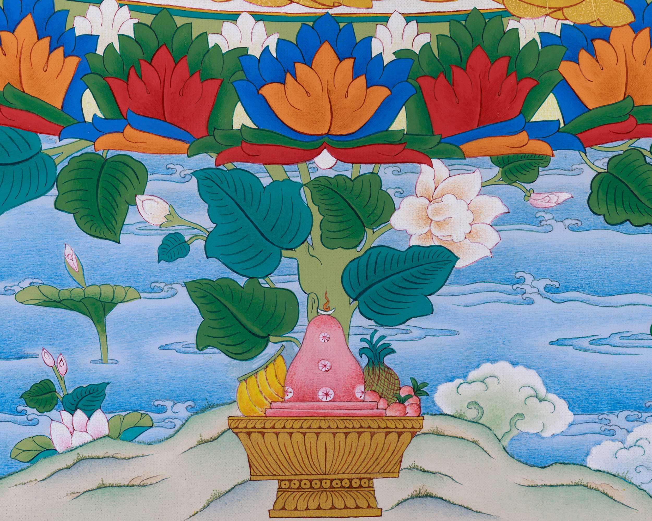 Guru Rinpoche Rainbow Body Thangka, A Mystical Art