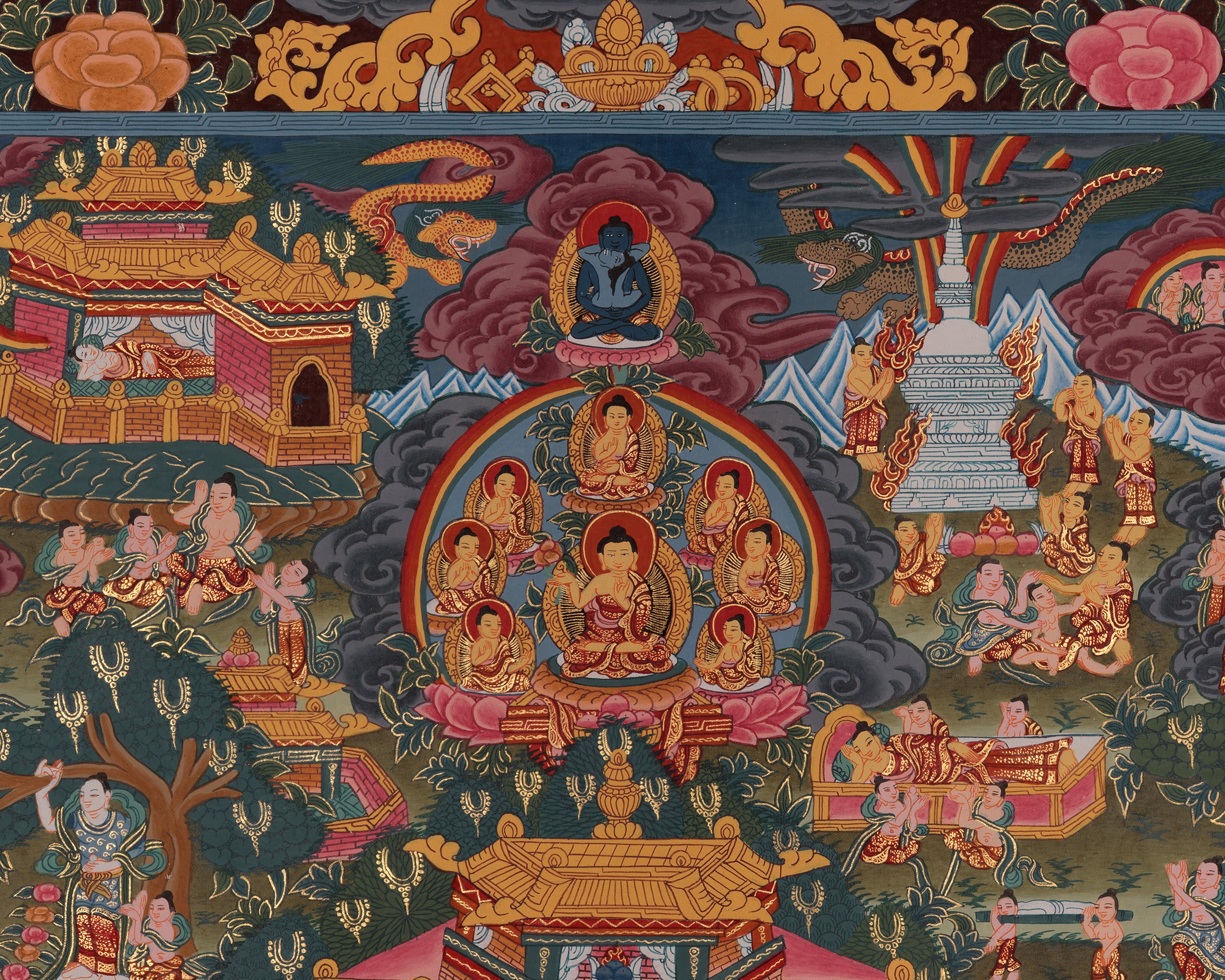 Sacred Buddha Life Story Artwork | Traditional Journey of Shakyamuni Buddha’s Enlightenment