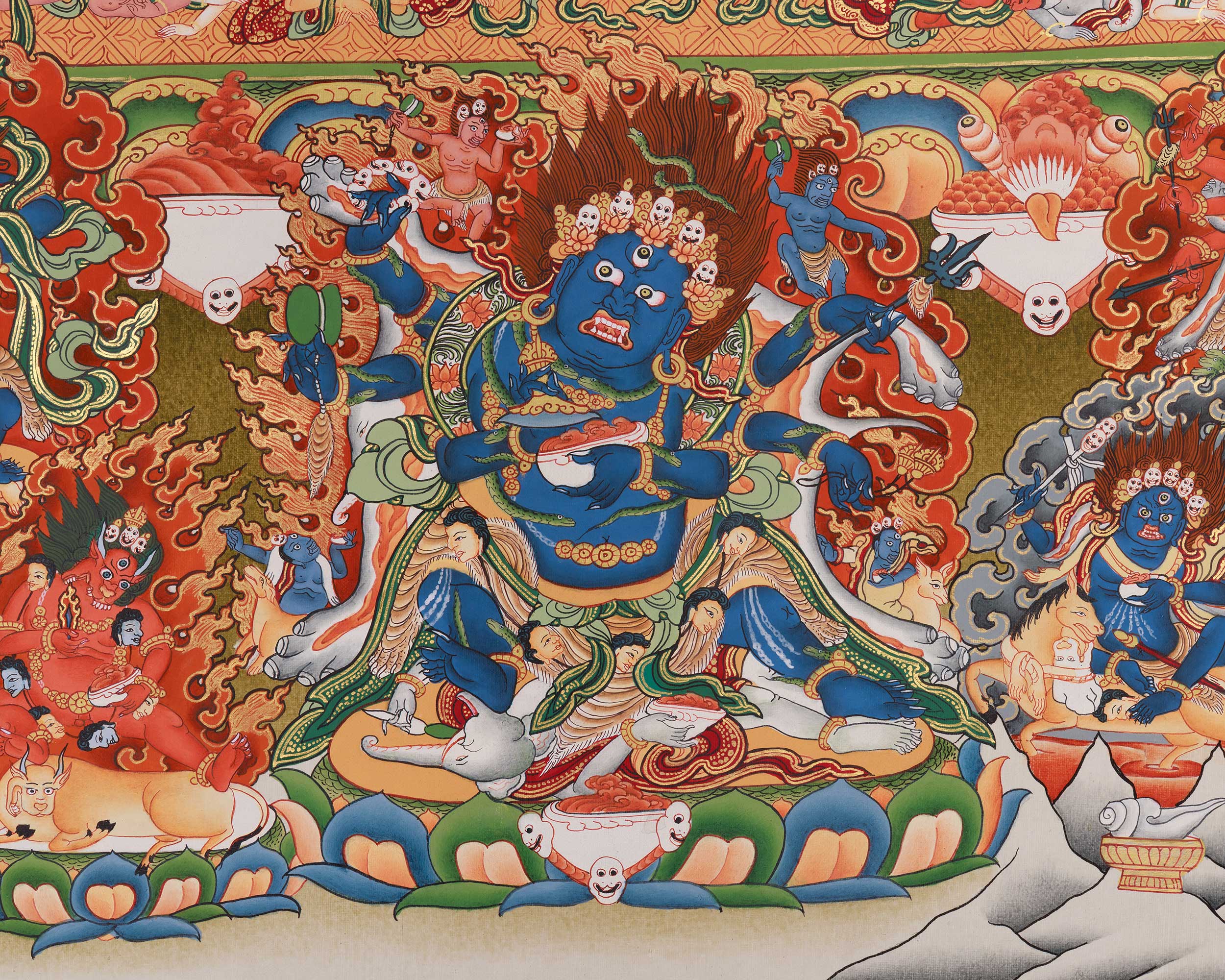 29-Inch Yamantaka Thangka | The Fierce Form of Manjushri