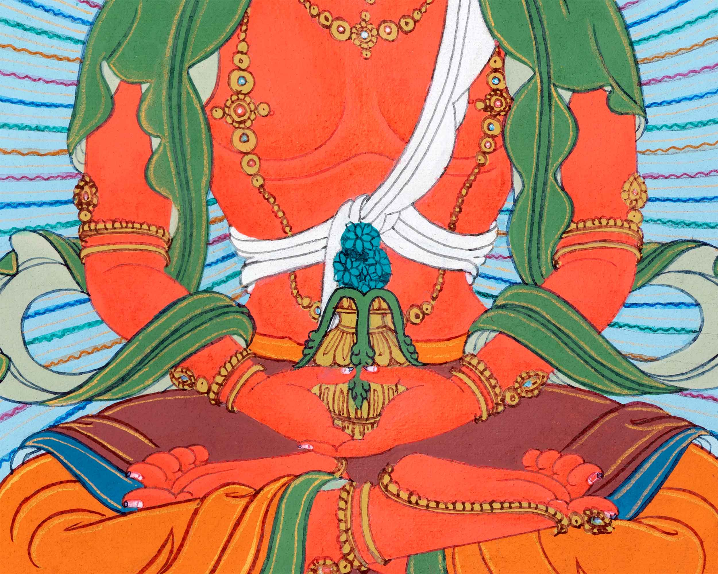 Bodhisattva Amitayus Thangka | Divinity of Longevity | Sacred Tibetan Wall Painting