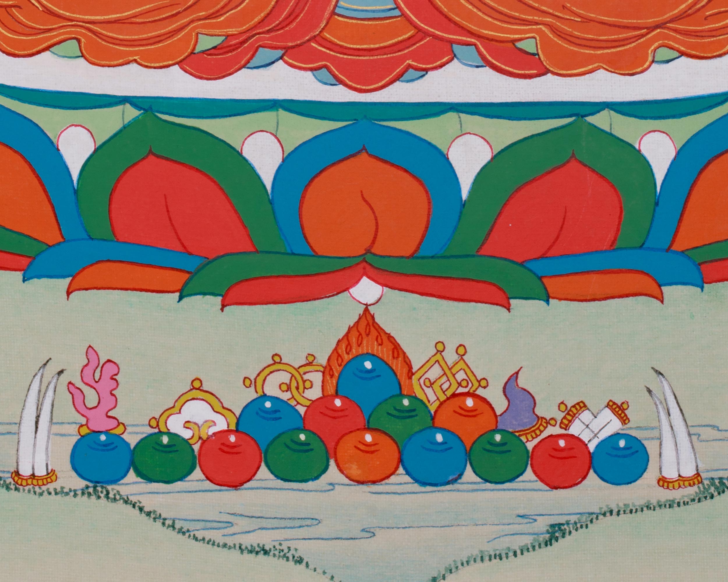 Amitayus, Longevity Buddha | Red Buddha Meditation Artwork With Brocade