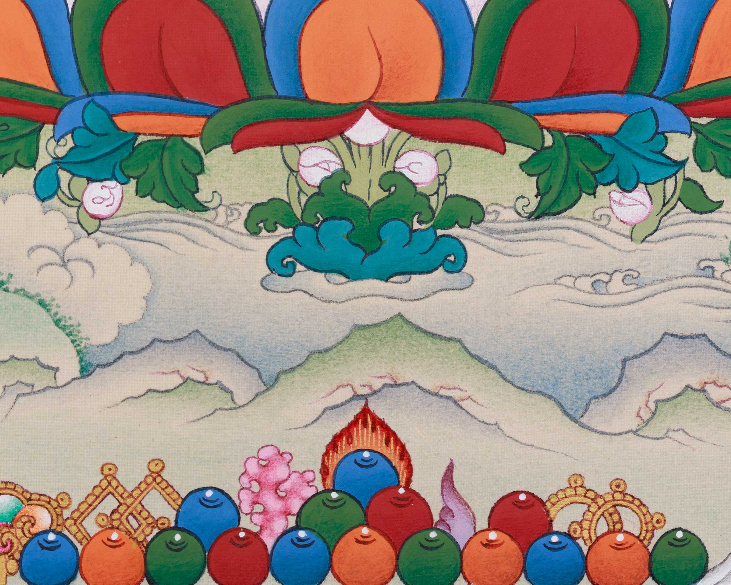 Red Chenrezig Thangka | Gyalwa Gyasto with Consort