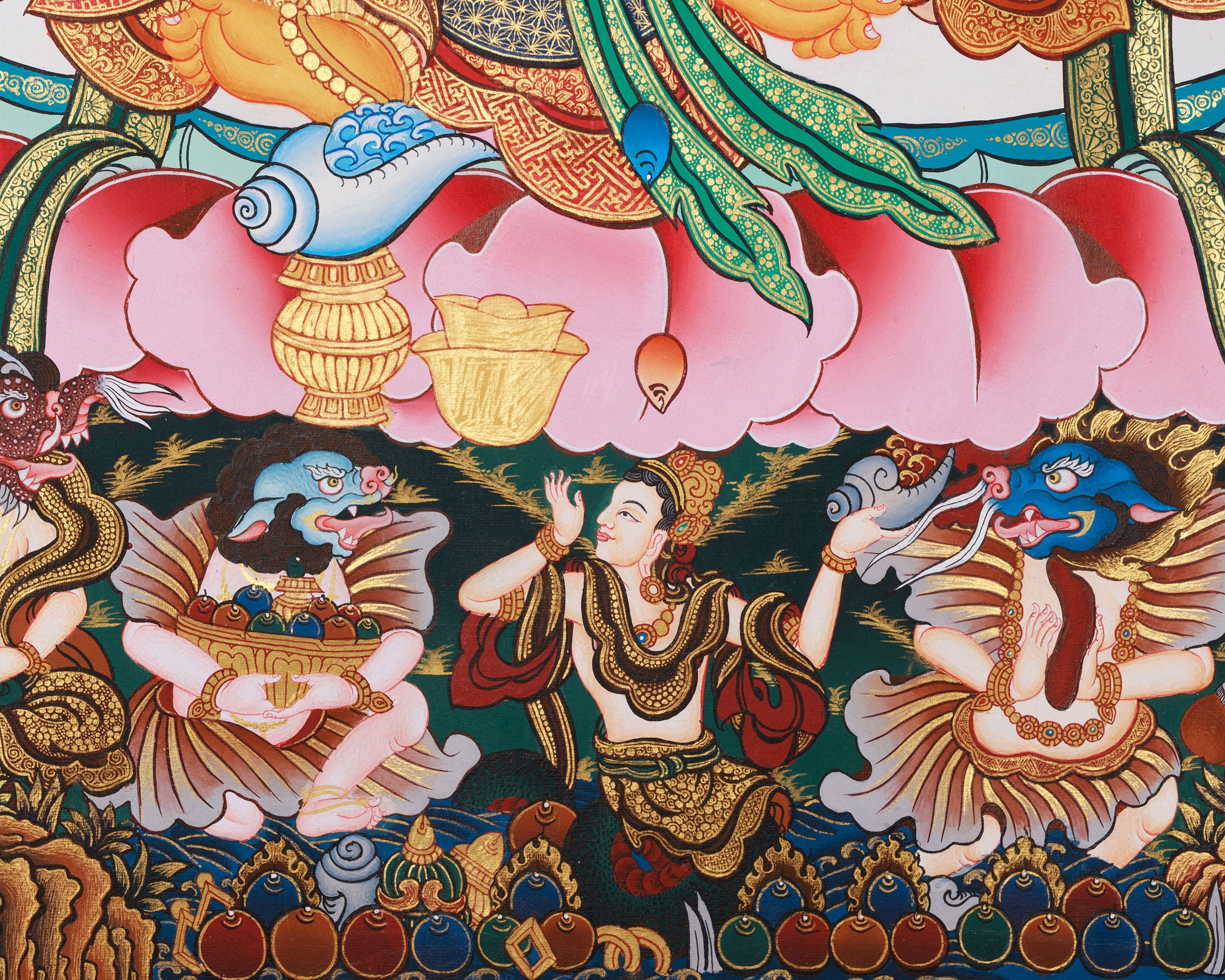 Golden Palace of Dzambhala | Deity of Wealth and Abundance in Giclee Canvas Print