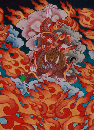 Yidam Yamantaka Head Thangka | Guardian Against Ignorance, Fear, and Spiritual Obstacles