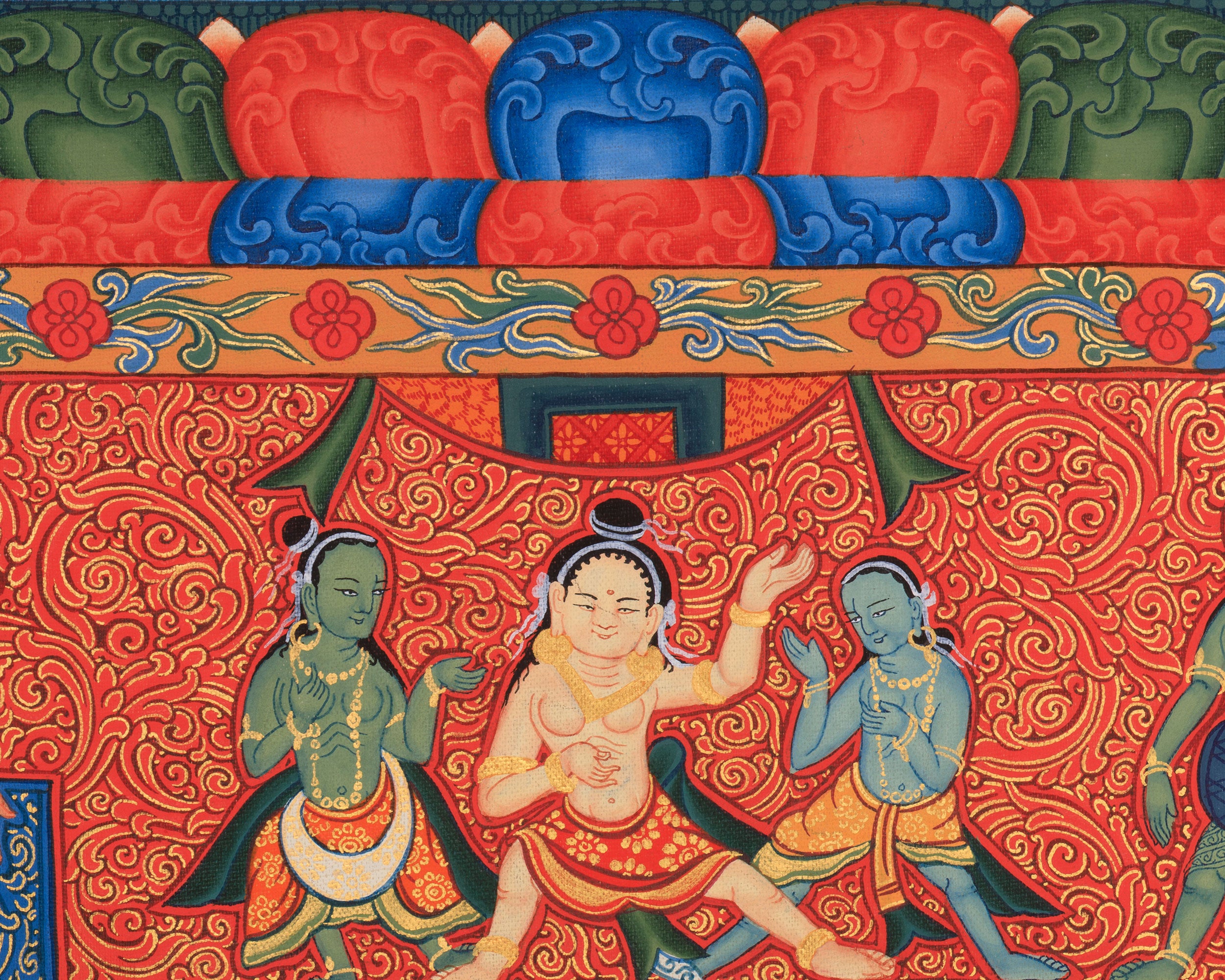 Maa Saraswati Thangka | Digital Canvas Print of Paubha Painting