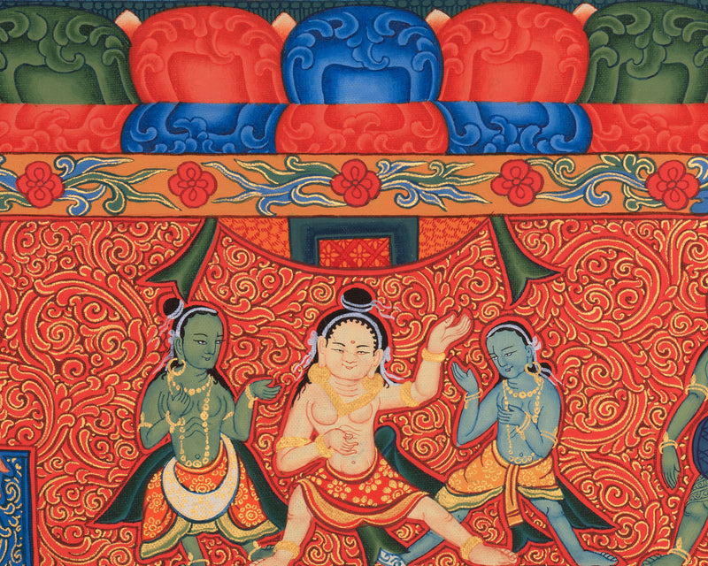 Maa Saraswati Thangka | Digital Canvas Print of Paubha Painting