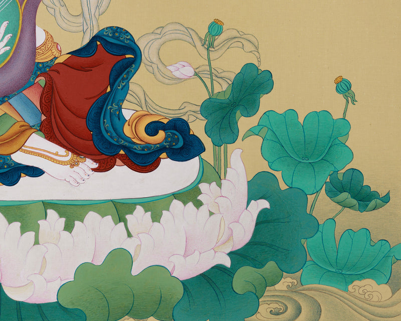 Exclusive Saraswati Thangka | Traditional Lhasa's Stone Pigments