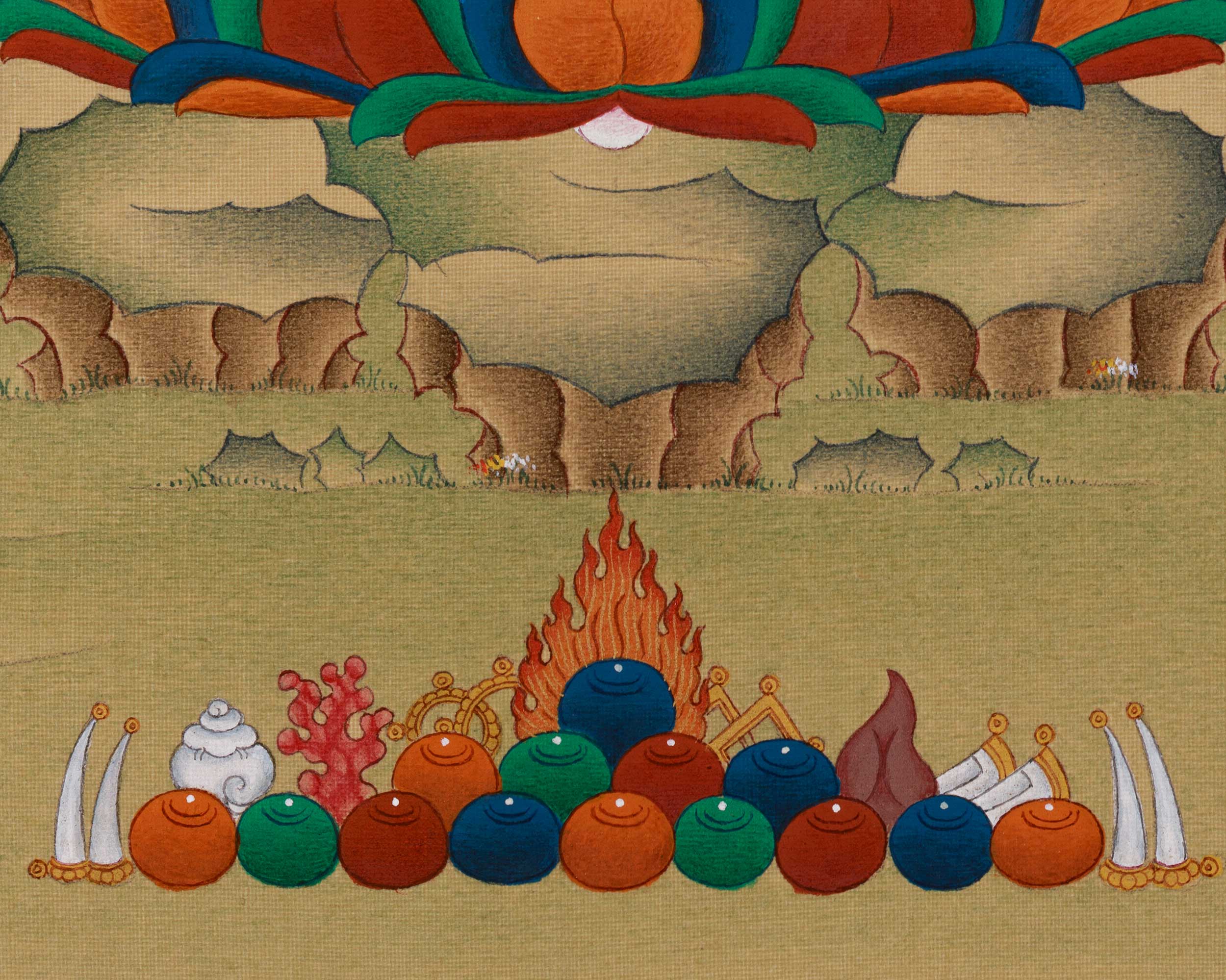 Tibetan Buddhist Healing Deity, Bhaisajyaguru Thangka | LHASA HUES