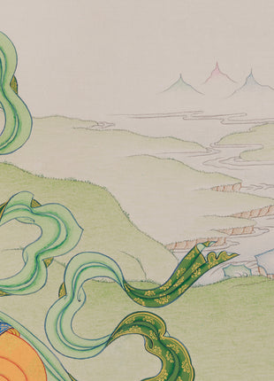 Amitayus Buddha in Natural Stone Colors Thangka