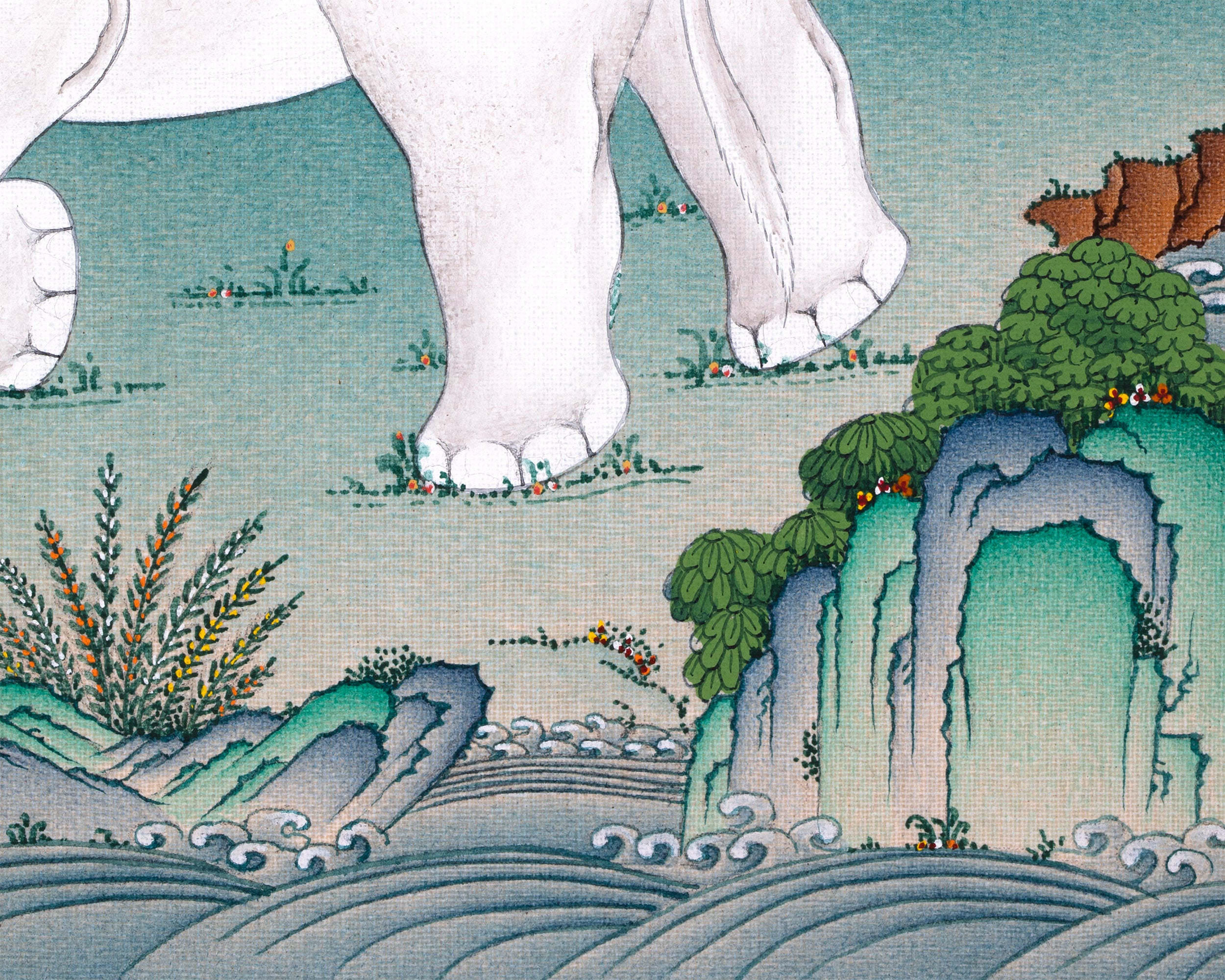 Thangka Print of the 4 Harmonious Friends | A Symbol of Friendship and Unity