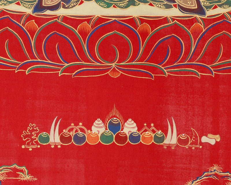 Red Amitayus Thangka Giclee Canvas | Buddha of Longevity Artwork