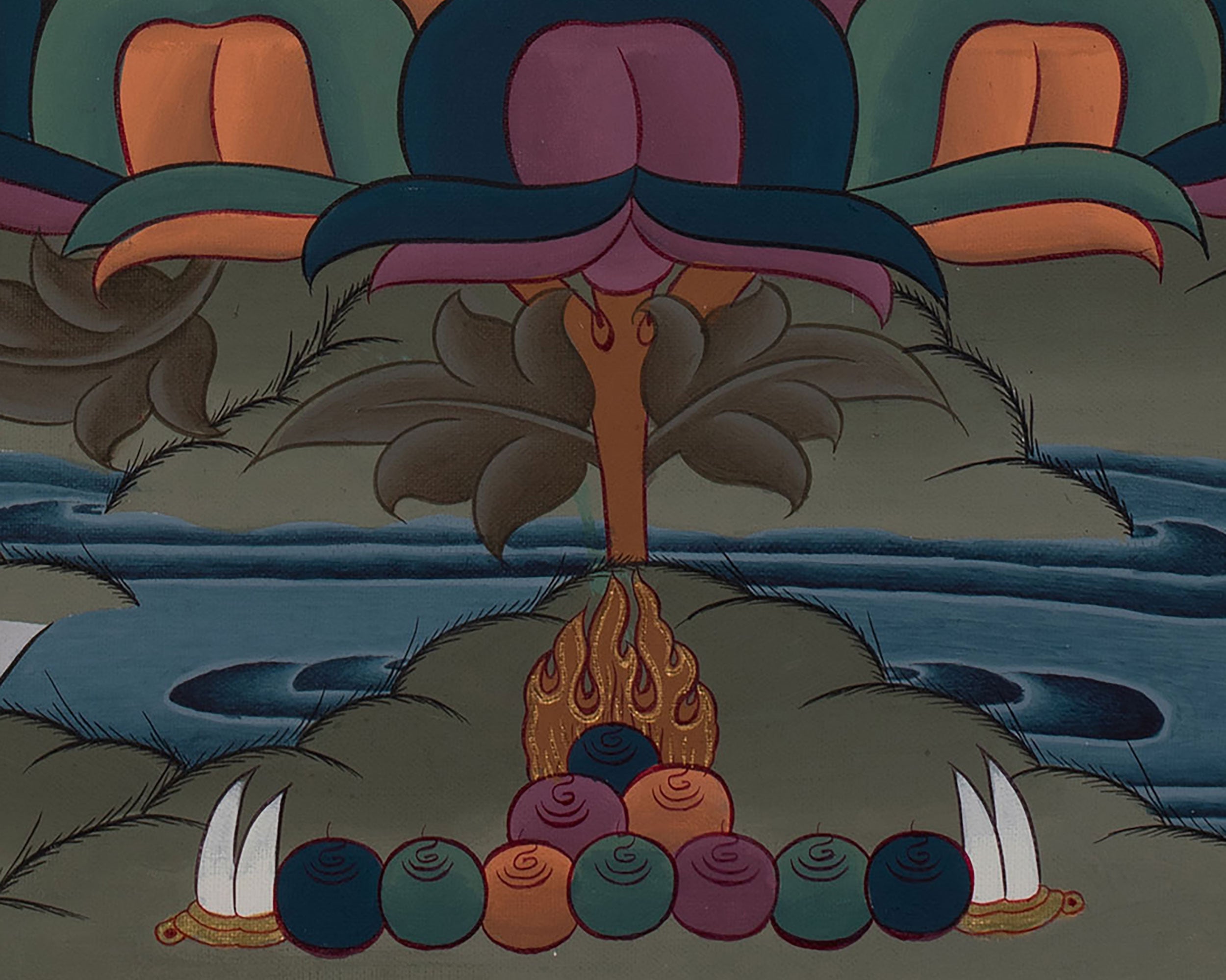 Four-Armed Compassionate Chenrezig Thangka | Hand-Painted Compassion Deity Art