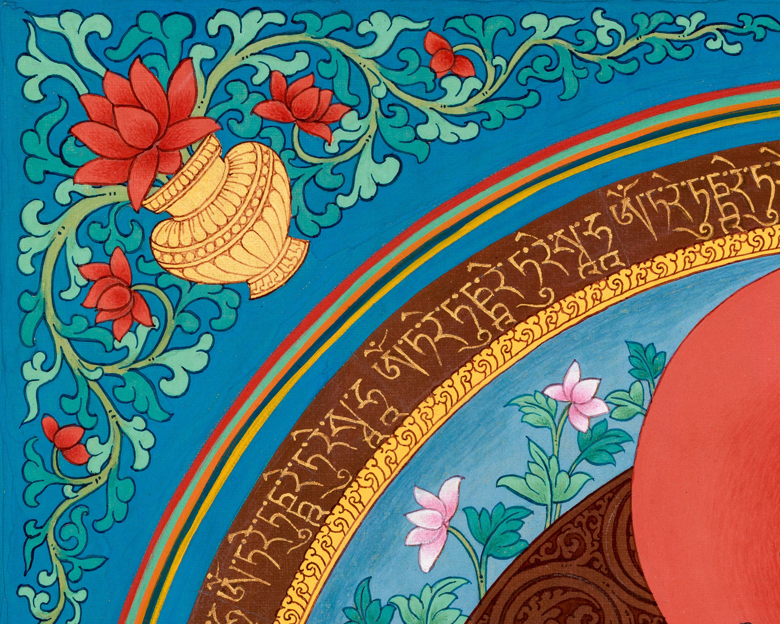 Unique Mantra-Mandala Tara Thangka | Mother Green Tara Artwork
