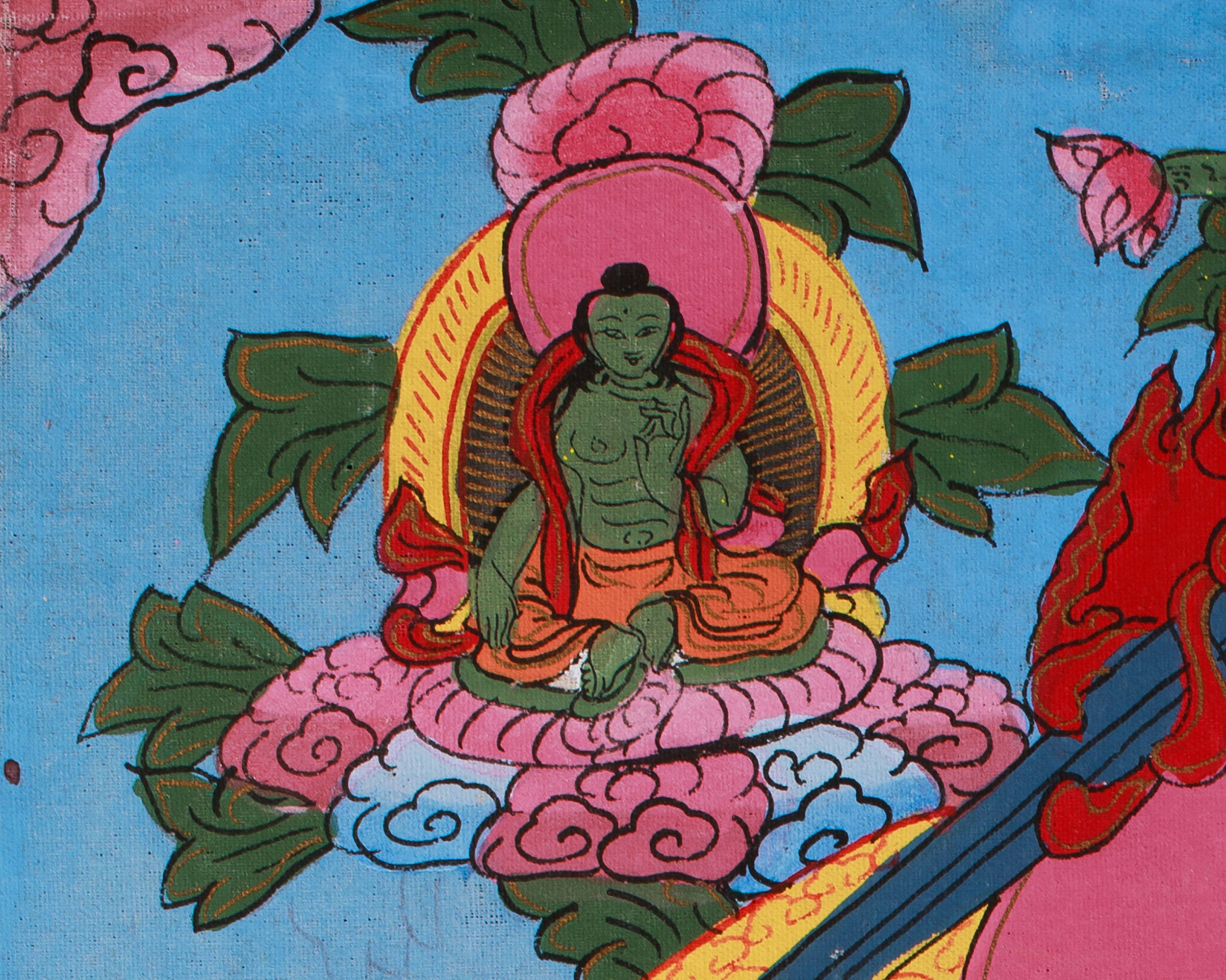 Vintage Bodhisattva Manjushri Artwork | Buddhist Deity of Knowledge