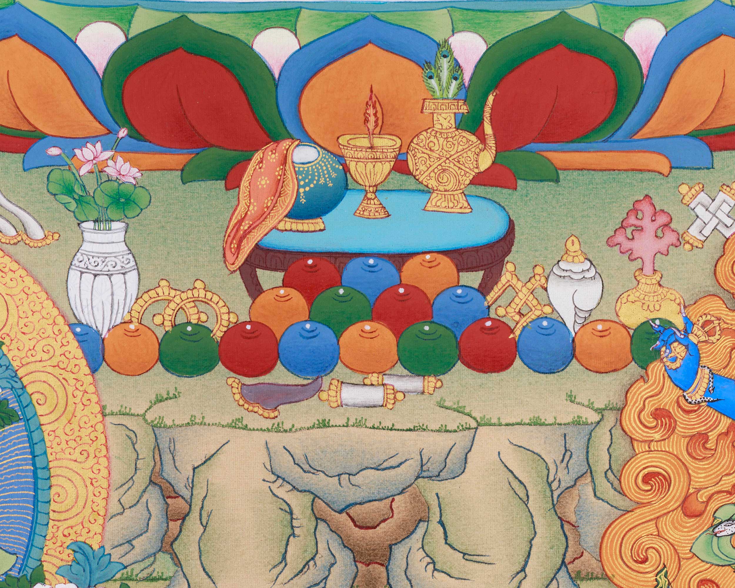 Bodhisattvas Chenrezig, Manjushri, and Vajrapani | Thangka of Divine Trio