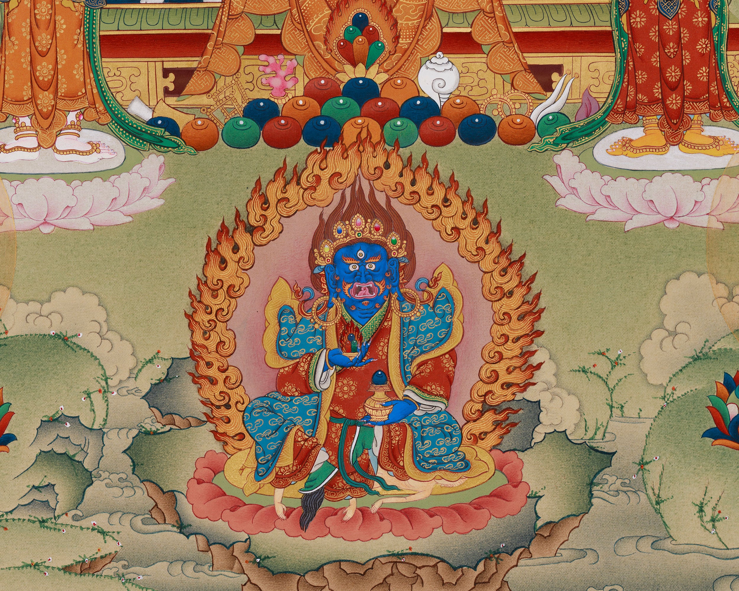 8 Medicine Buddha with Yuthok and Shanglon Dorje Dudul Thangka | Bhaisajyaguru Artwork