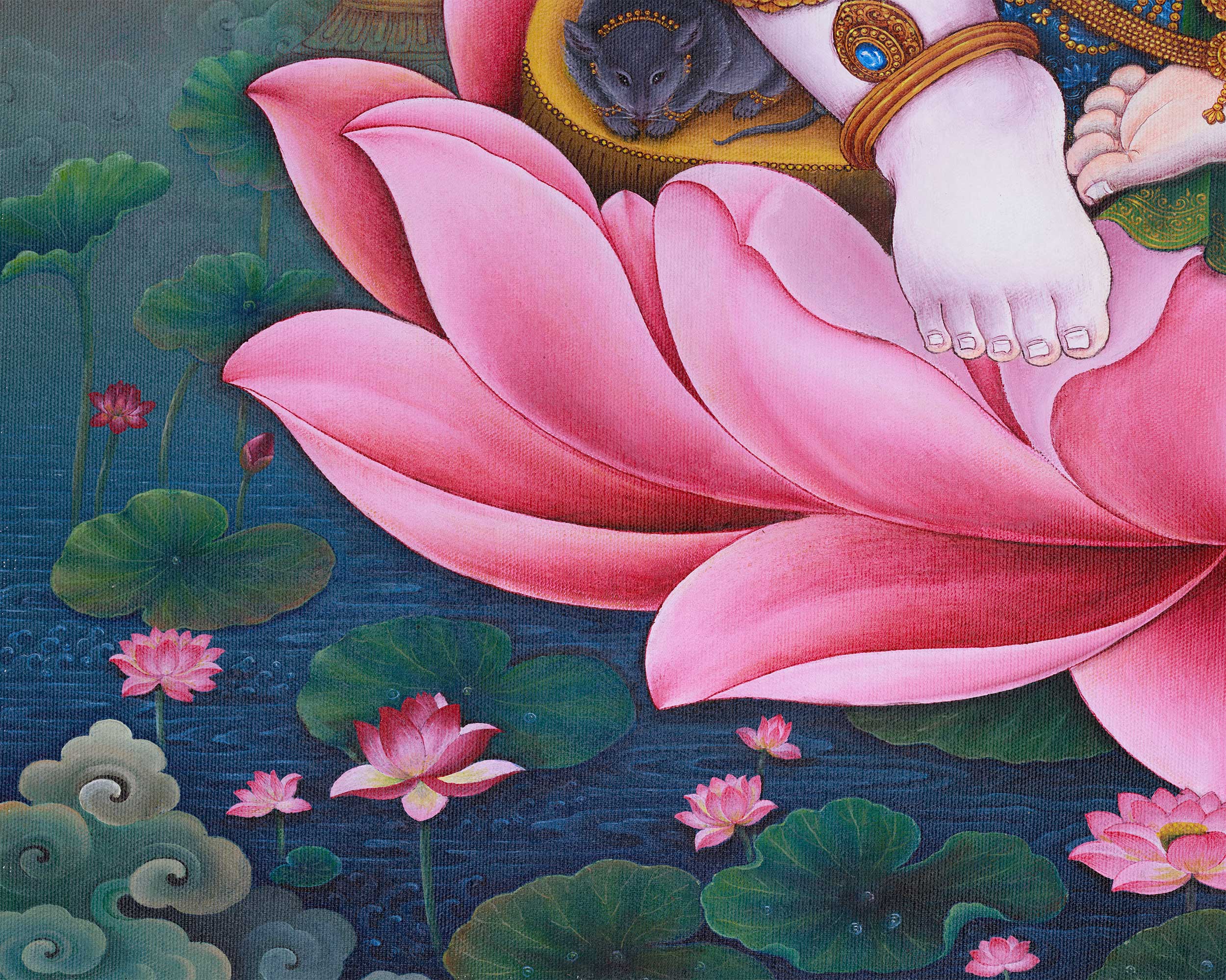 Paubha Style Ganesh Art Print | Remover of Obstacles and Bringer of Good Fortune