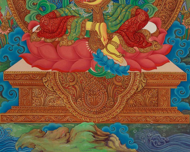 Manjushree Thangka Canvas Print - Bodhisattva of Wisdom and Knowledge