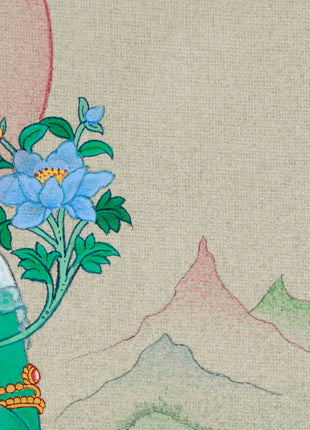 Divine Feminine Thangka - Hand-Painted Green Tara Tibetan Painting