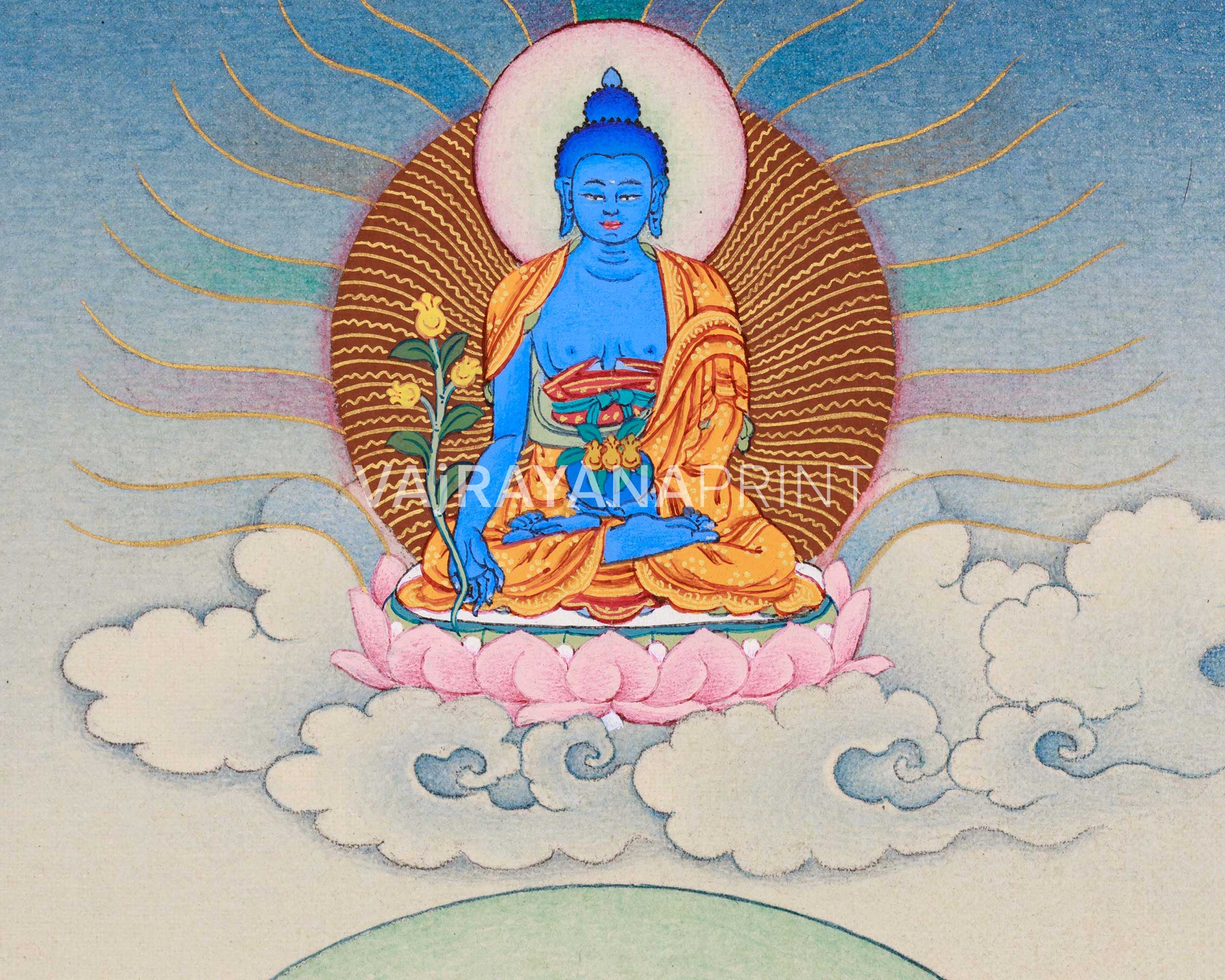 Bodhisattva Manjushree Thangka Print | Bodhisattva of Wisdom | Wall Decors