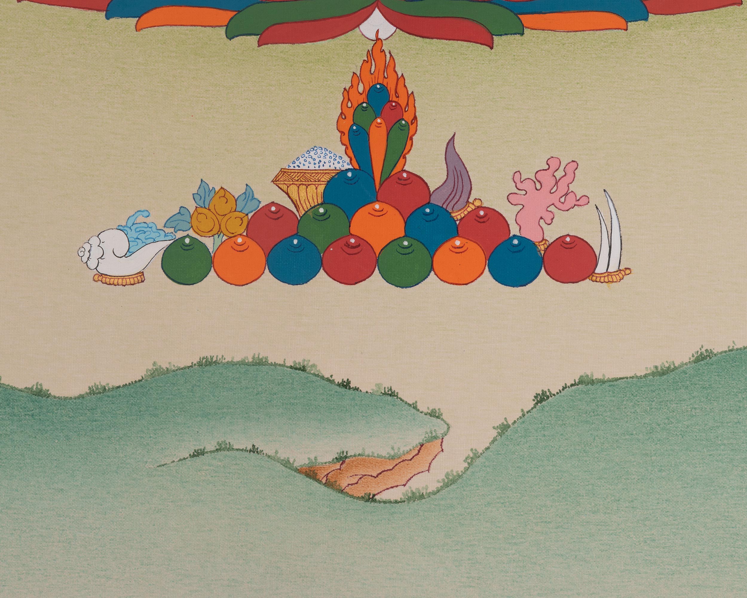 White Tara Healing Artwork | Seven Eyed Goddess Thangka | Spiritual Gift