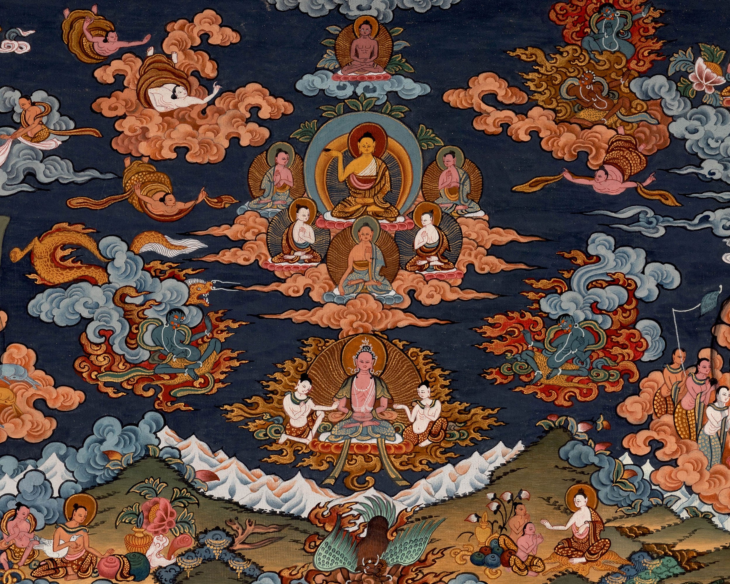 Vintage Life of Buddha Thangka | The Journey of Siddhartha to Nirvana