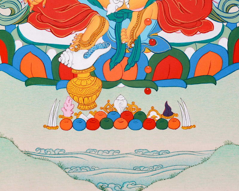 Traditional Yellow Dzambhala Thangka | Wealth Deity Artwork