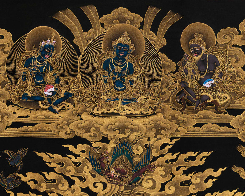 Sakya Mahakala with Retinue, Gold Thangka