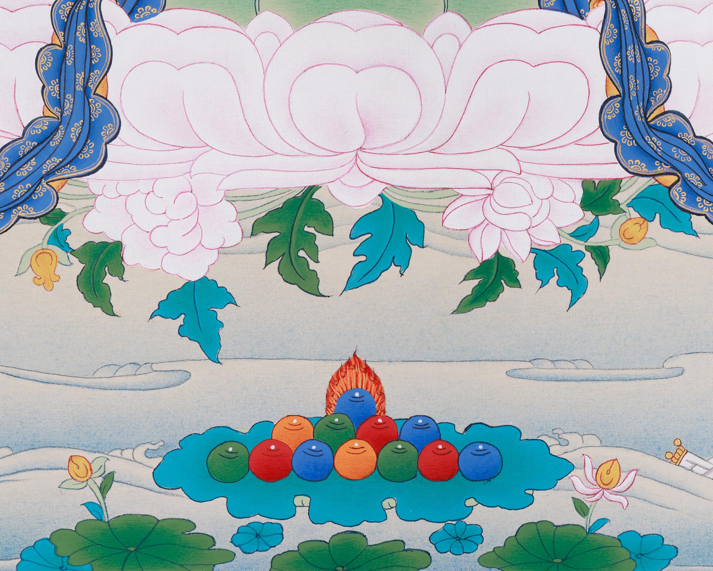 Buddhist Goddess White Dolma | A Sacred Thangka of Purity, Compassion, and Spiritual Healing
