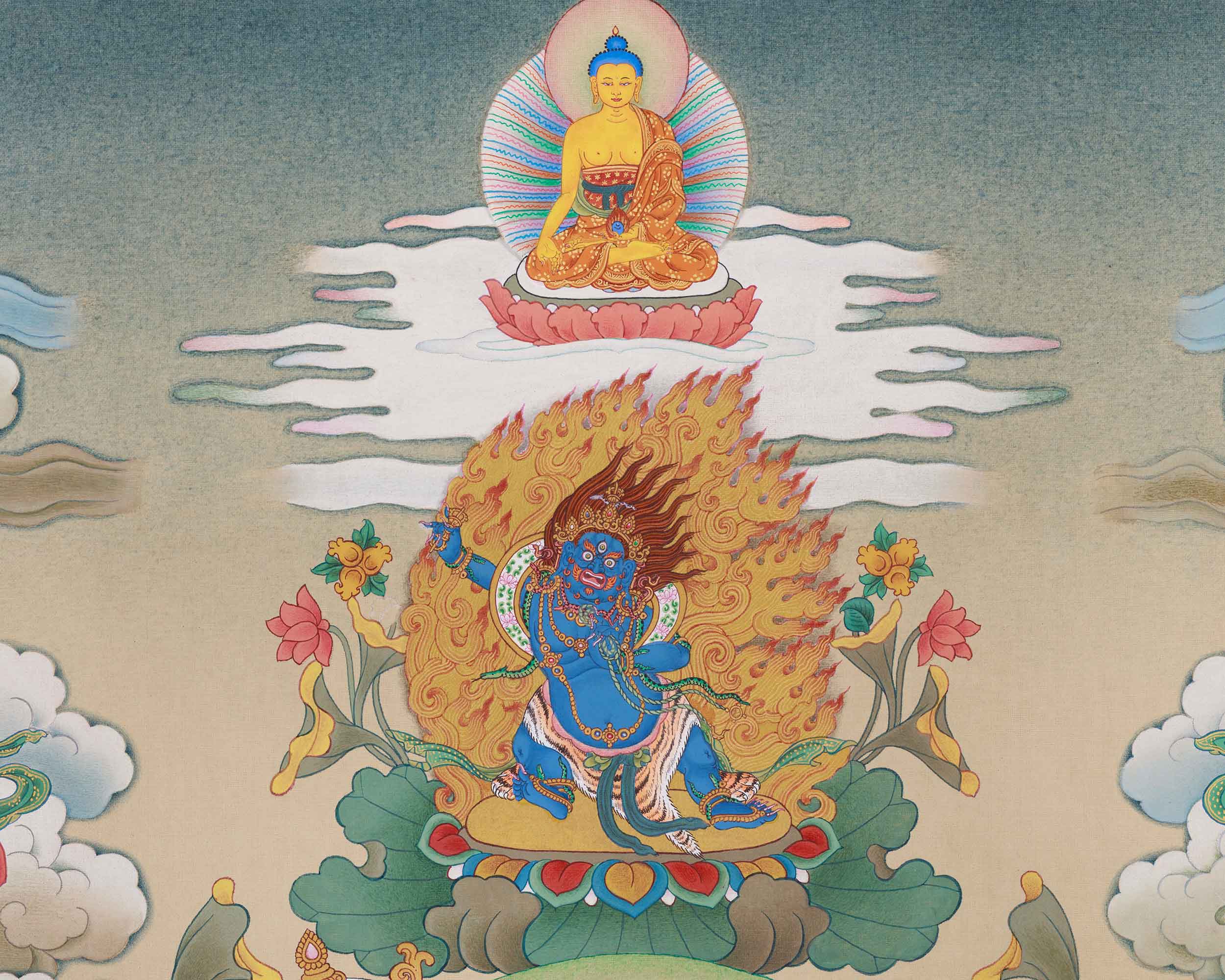 5 Dzambhala Thangka | The Five Wealth Deities of Prosperity, Protection, and Abundance