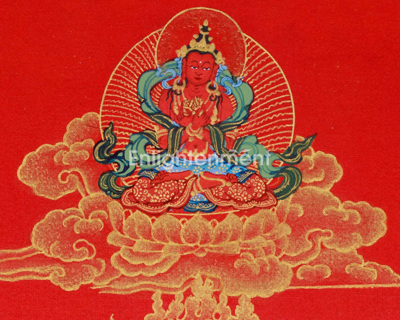 Vibrant Ren and Gold Vajrayogini Thangka | Ethereal Art for Your Space