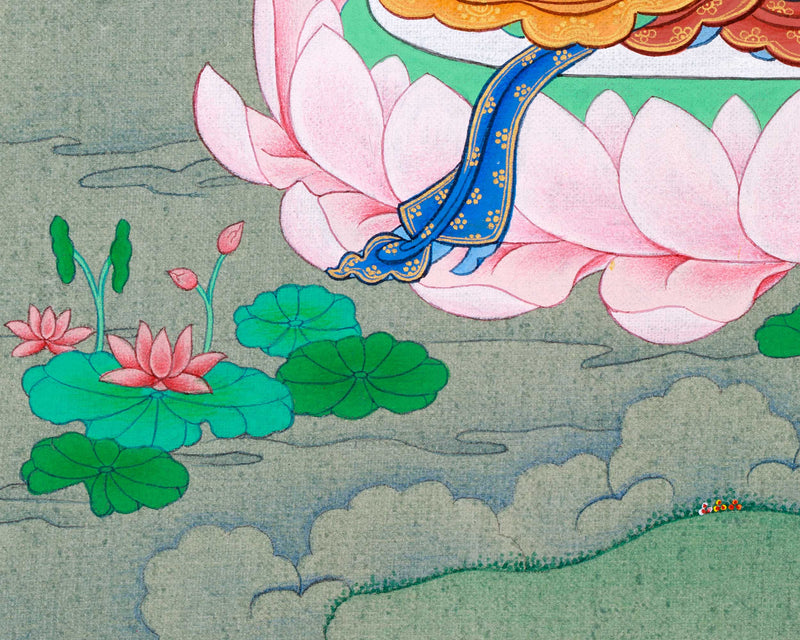 Amitayus Buddha of Infinite Light | Small Thangka Art for Meditation