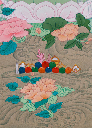 Healing Tara Bodhisattva | White Tara Thangka | Compassion Goddess in Vajrayana Buddhism