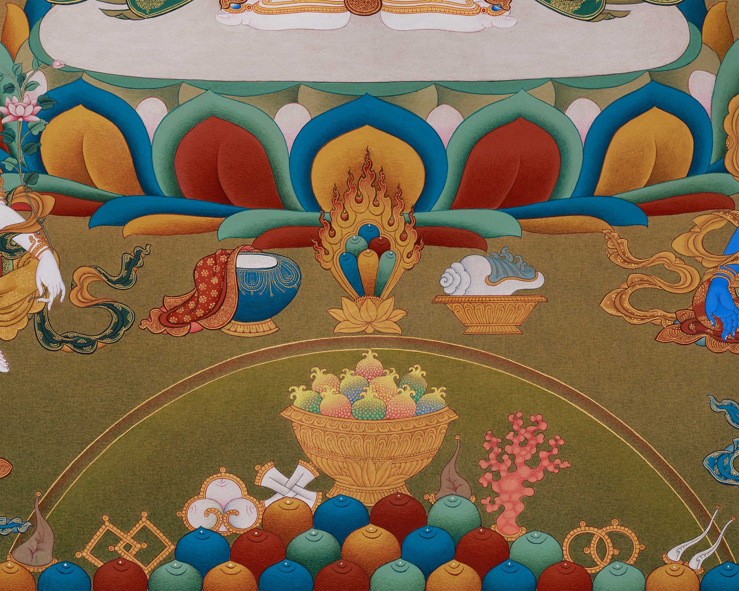 Exclusive 1000 Armed Chenrezig with 8 Bodhisattva Thangka | 40x50 Inches Thangka of Compassion, Power, and Enlightenment