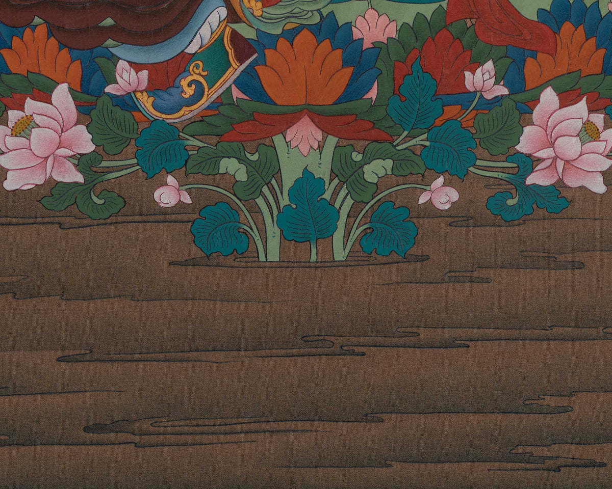 Guru Padmasambhava Sacred Thangka | Wisdom Deity | Tibetan Artwork