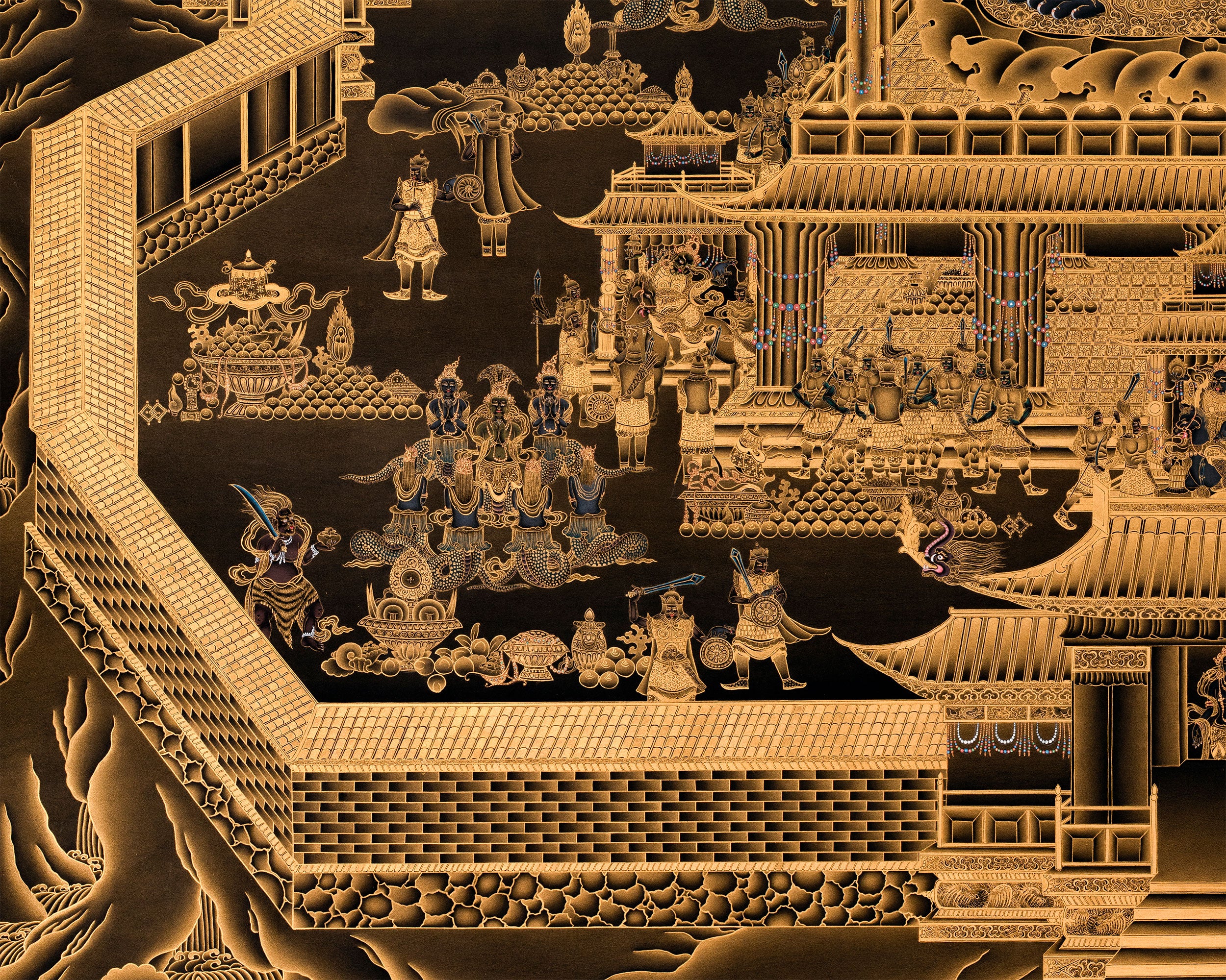 Exclusive Namtoshe Palace Canvas Print | Tibetan Wealth Deity in Nakthang Style