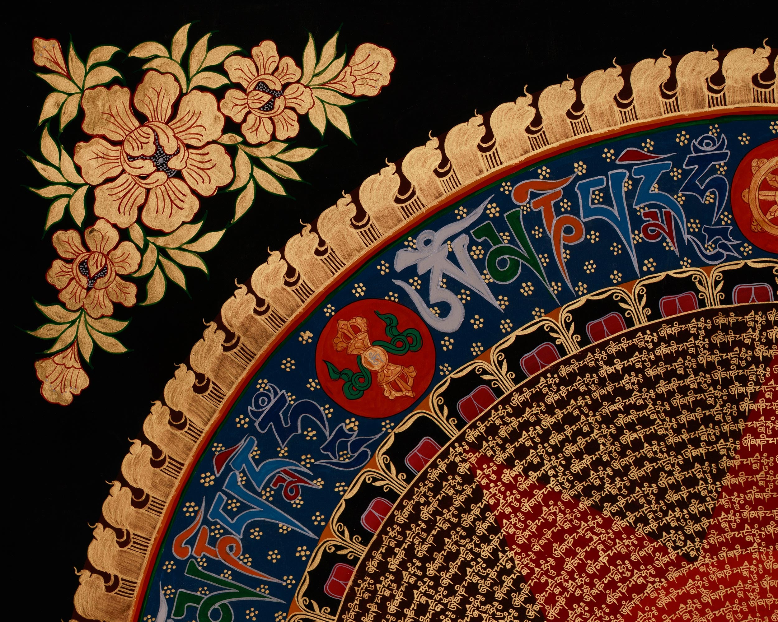 Hand-Painted Mantra Mandala Art | A Sacred Expression of Cosmic Energy