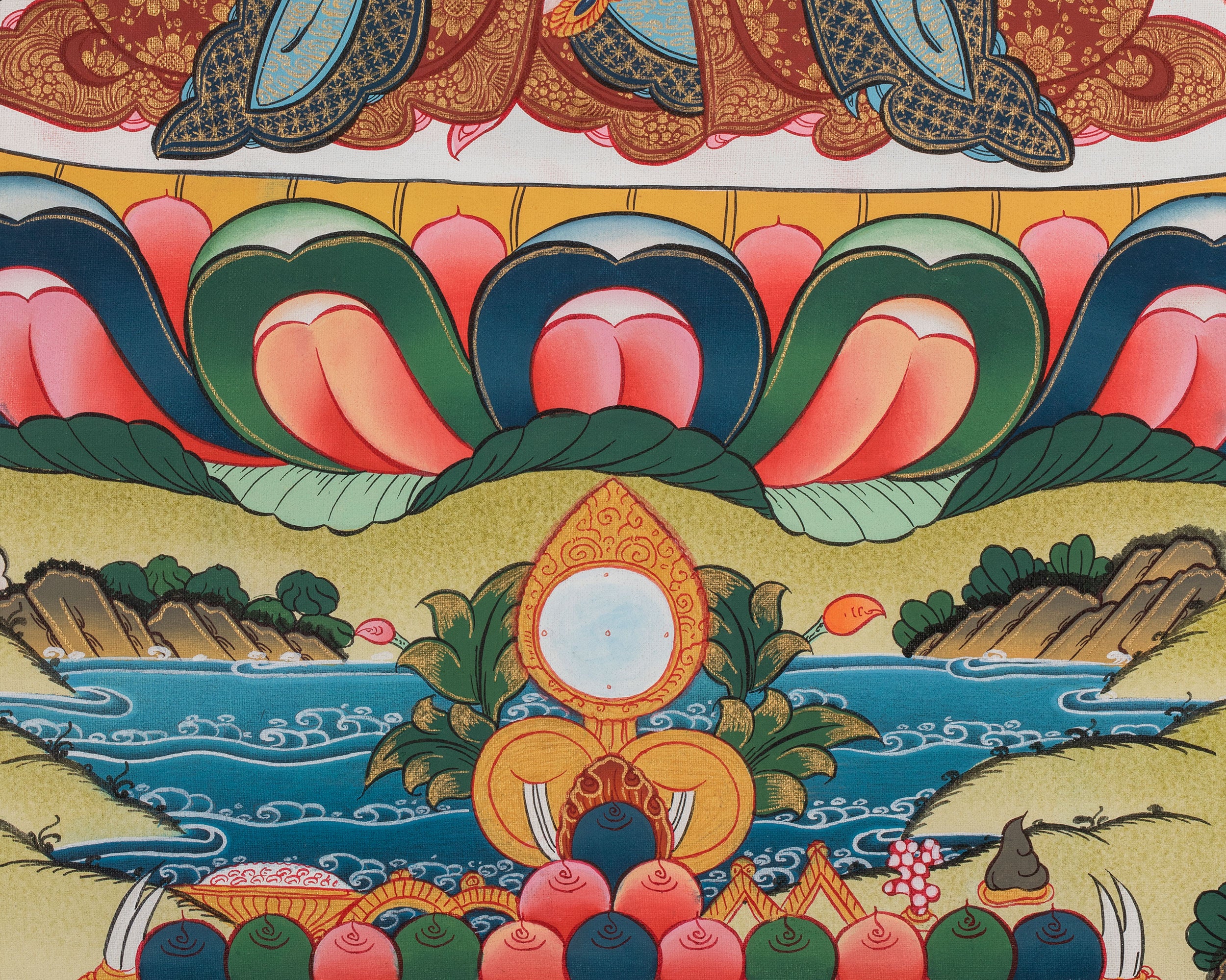 Divine Deity Chenrezig | Hand-Painted Avalokiteshvara Thangka