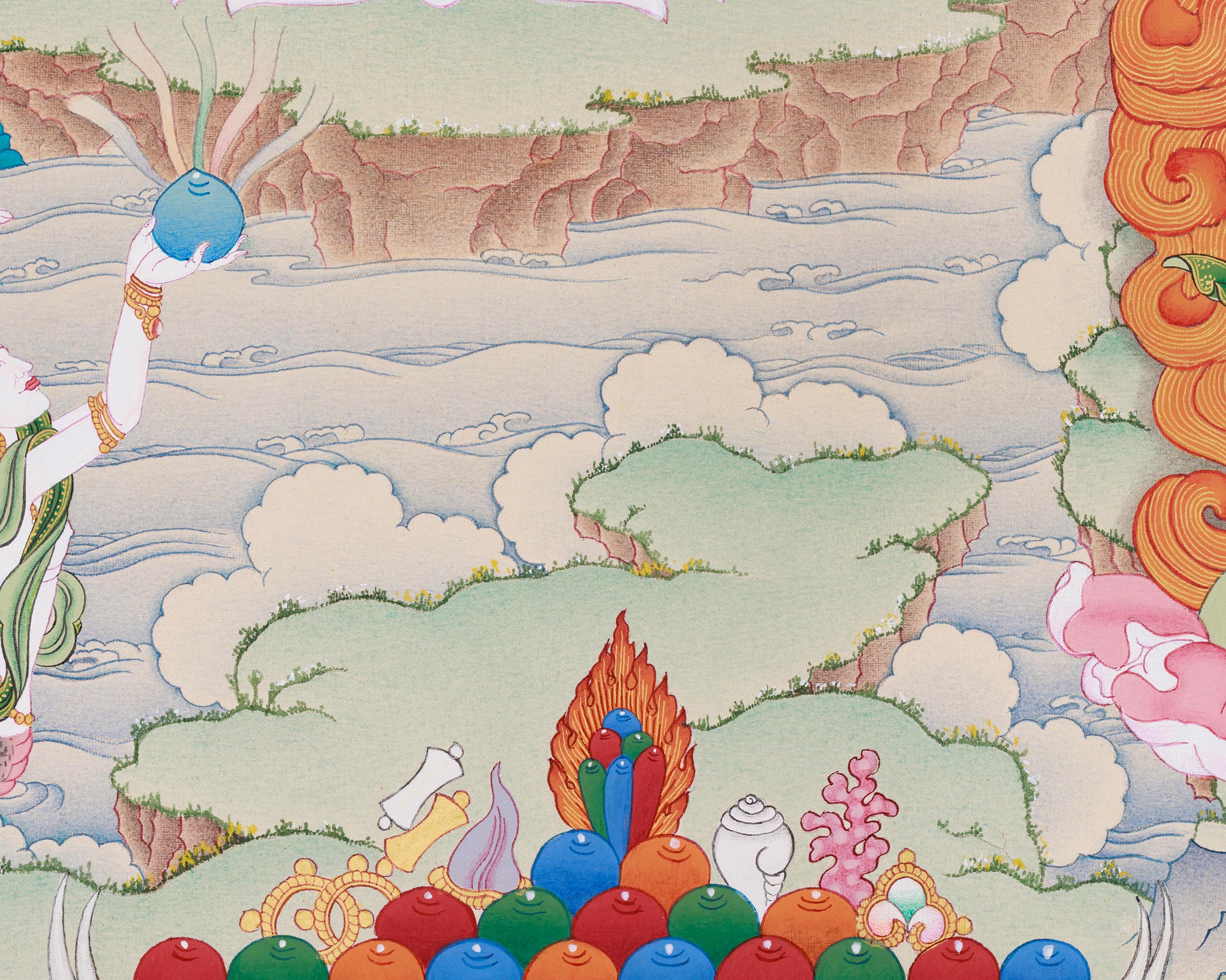 Three Bodhisattvas: Chenrezig, Manjushri, and Vajrapani | The Divine Assembly of Enlightened Virtues