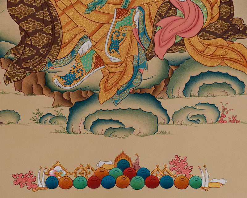 Tibetan Guru Rinpoche (Padmasambhava) Thangka | Masterwork of Spiritual Enlightenment