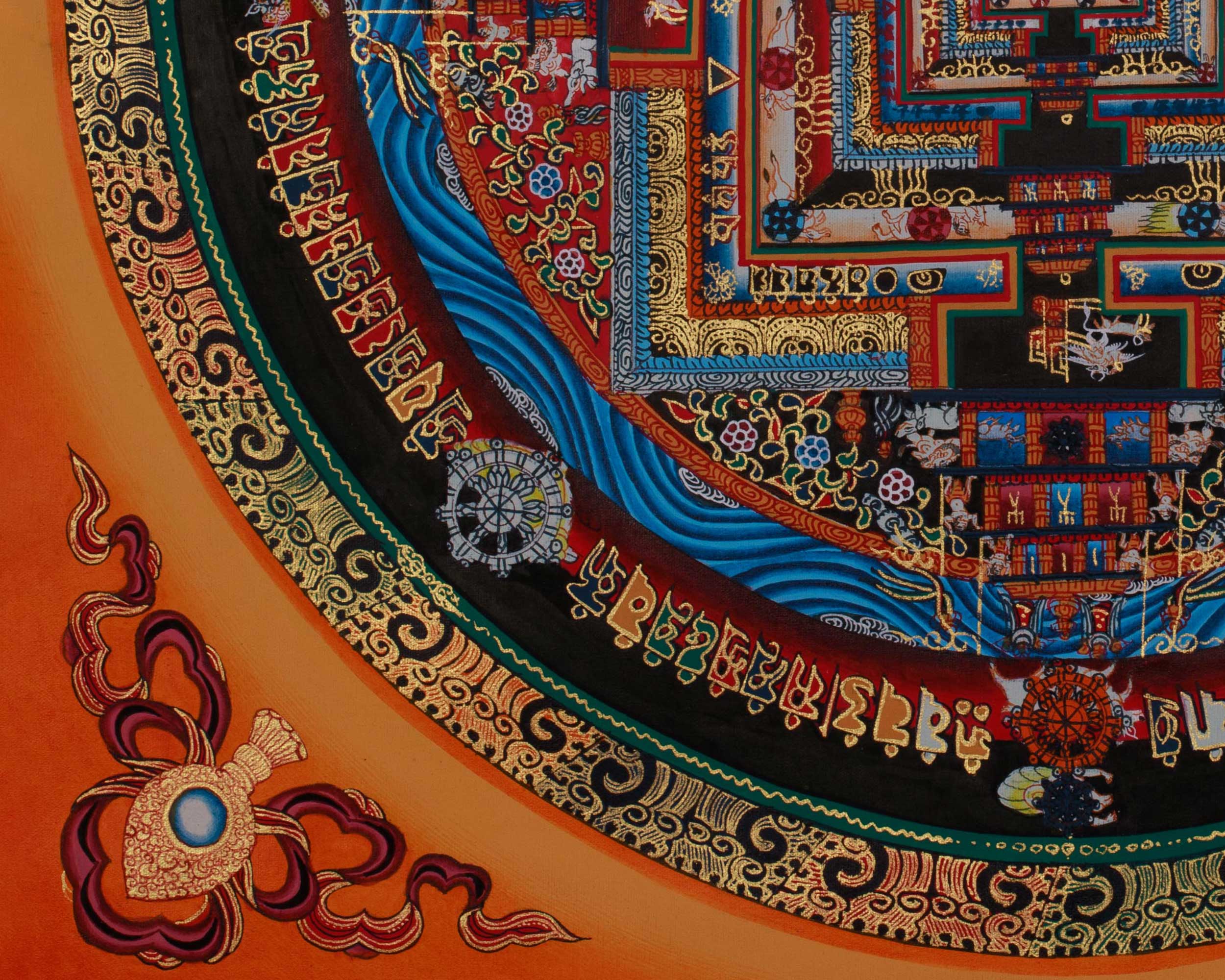 16 Inch Kalachakra Mandala | Wheel of Time | Tibetan Art for Balance and Healing