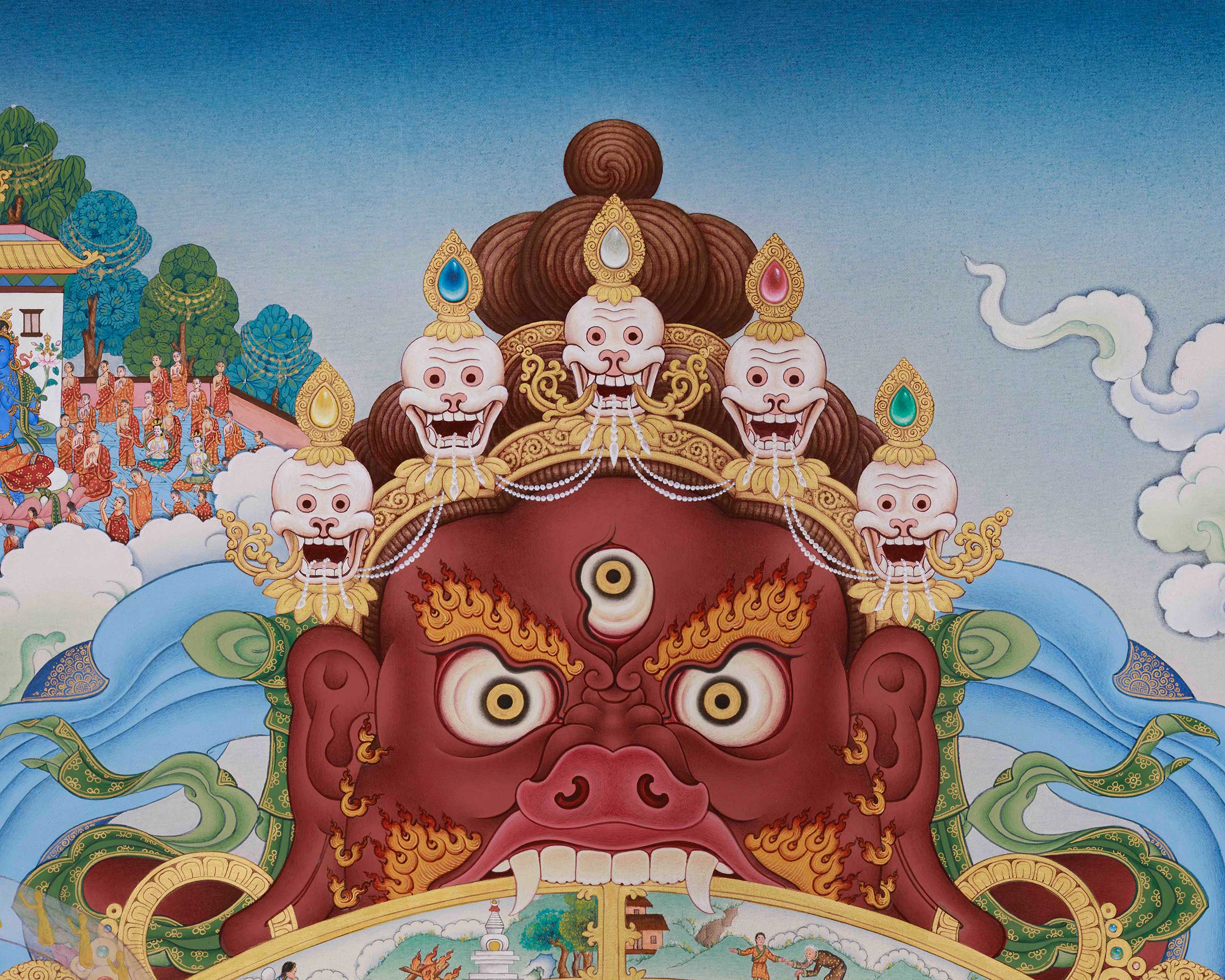 Buddhist Wheel of Life Thangka | Tibetan Bhavachakra Art