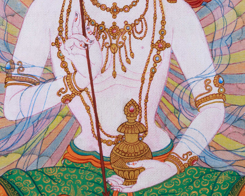 Radiant Grace: Mandarava Thangka, Embracing Divine Feminine Wisdom
