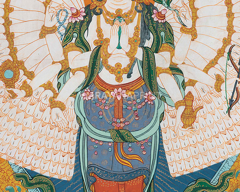 1000-Armed Chenrezig Thangka Print | Divine Tibetan Art | Meditative Masterpiece