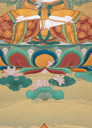 Chenrezig Avalokiteshvara Thangka | Traditional Karma Gadri Style | Path to Compassion
