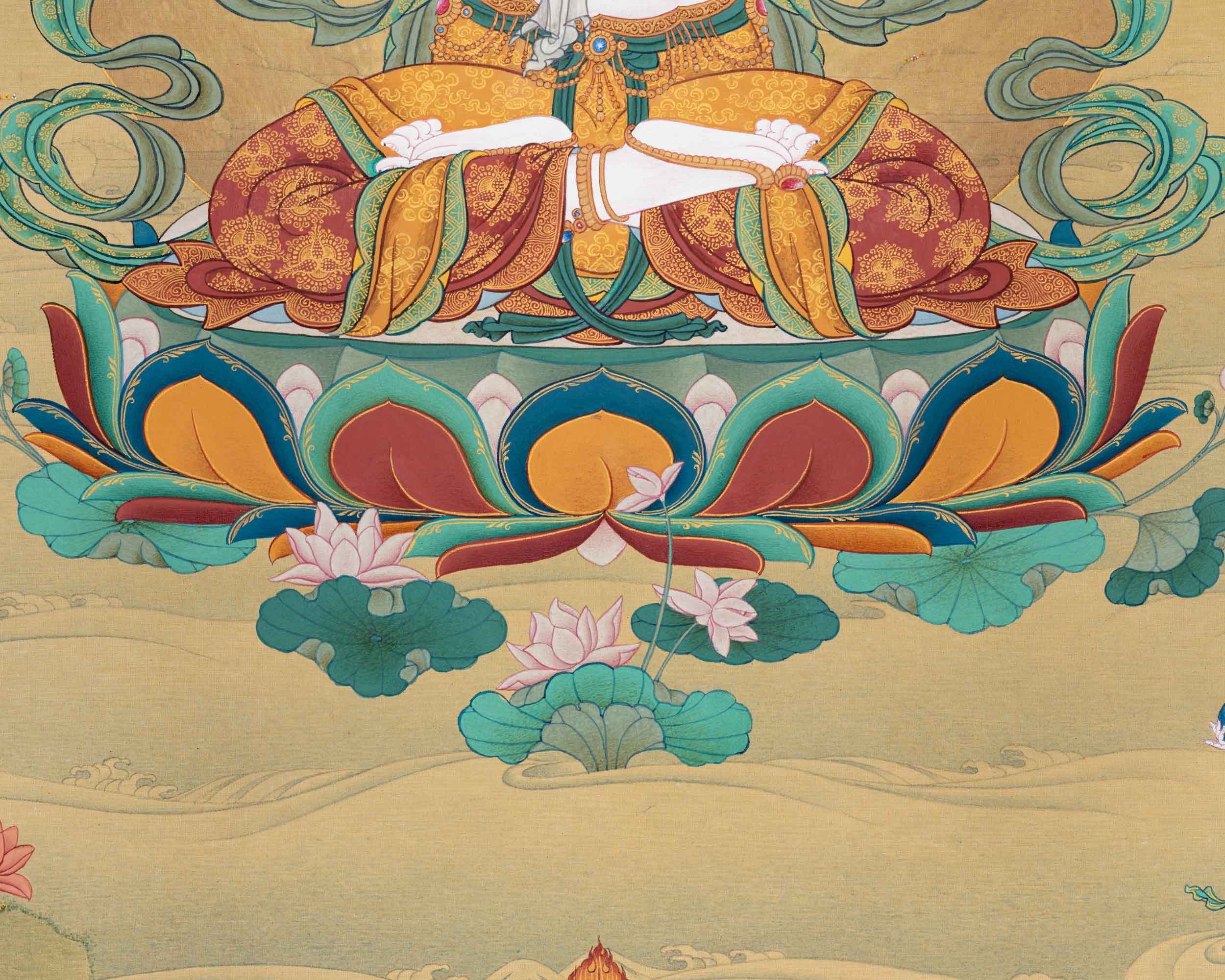 Chenrezig Avalokiteshvara Thangka | Traditional Karma Gadri Style | Path to Compassion