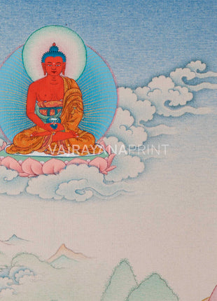4 Armed Avalokiteshvara Thangka Print | Bodhisattva Avalokiteshvara With Buddha Amitabha