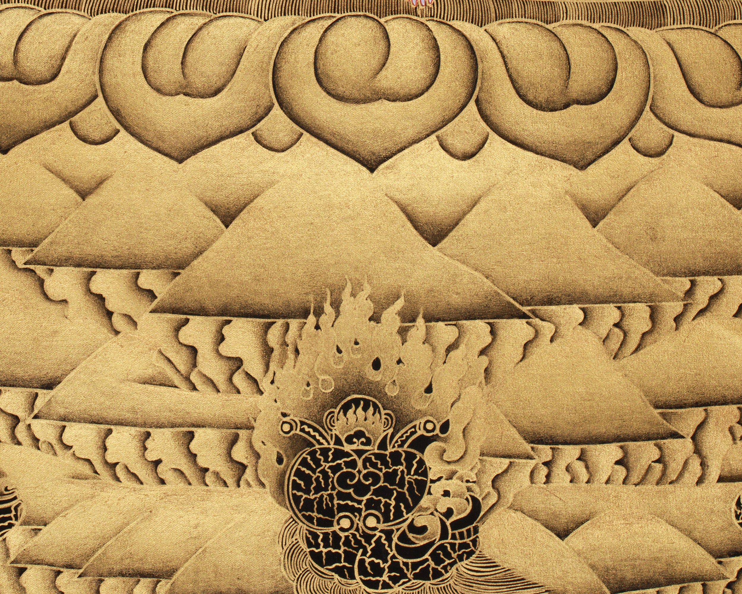 Fierce Protector Mahakala Thangka | Masterful Gold Detail on Black Canvas