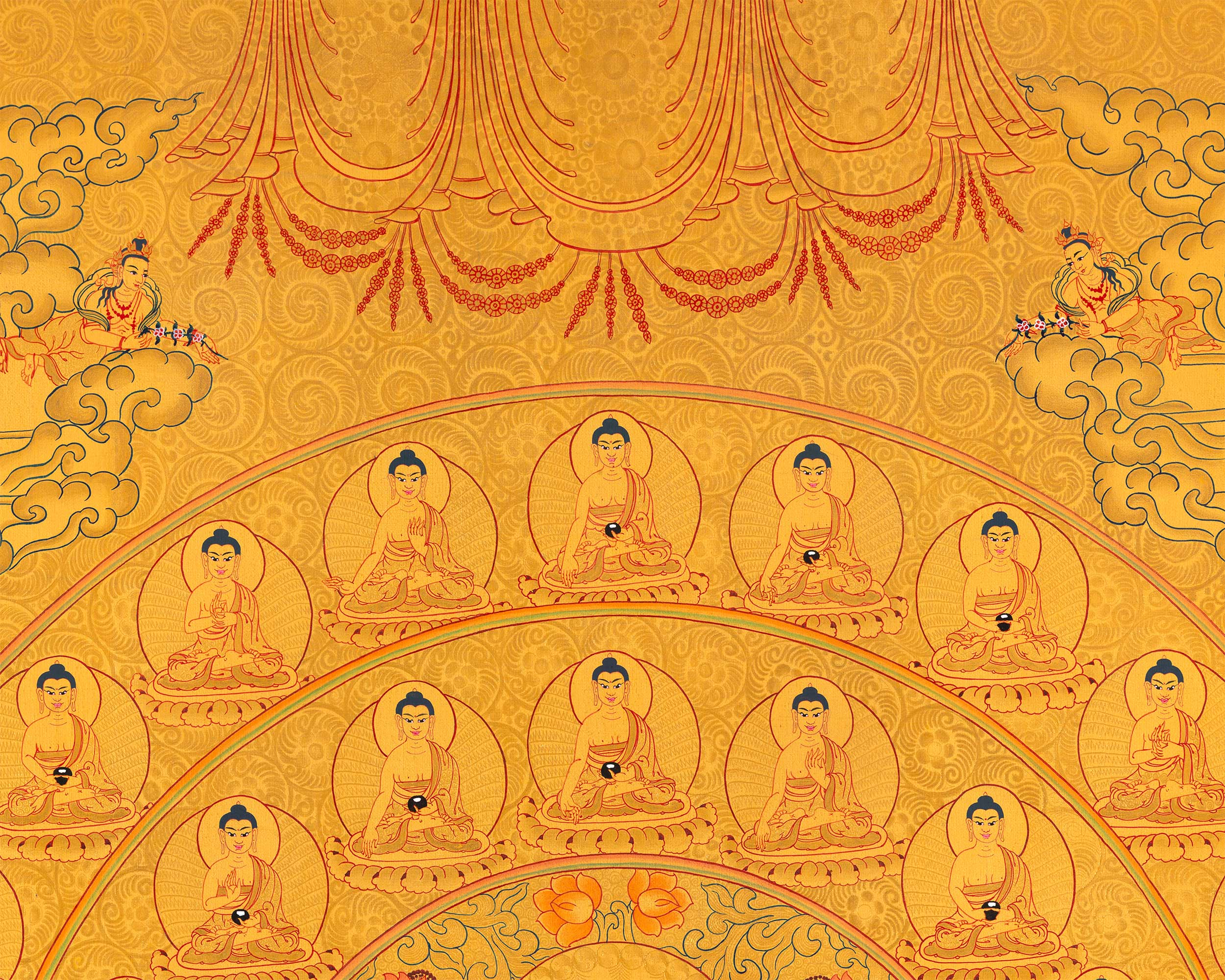 Full 24k Gold Style 35 Buddhas of Confession | Fine Quality | Buddhist Art
