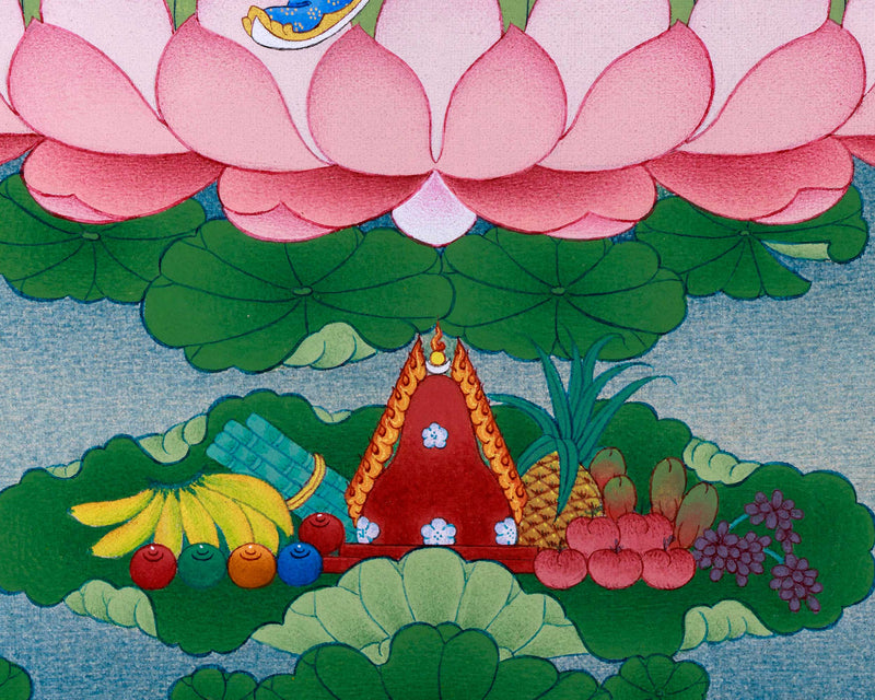 Unique Depiction of Guru Padmasambhava with Yeshe Tsogyal & Mandarava